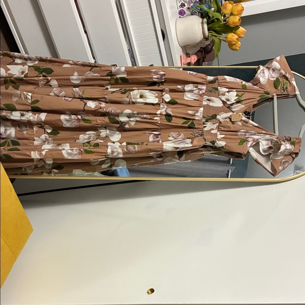 Express Floral Maxi Dress - Brown and Cream